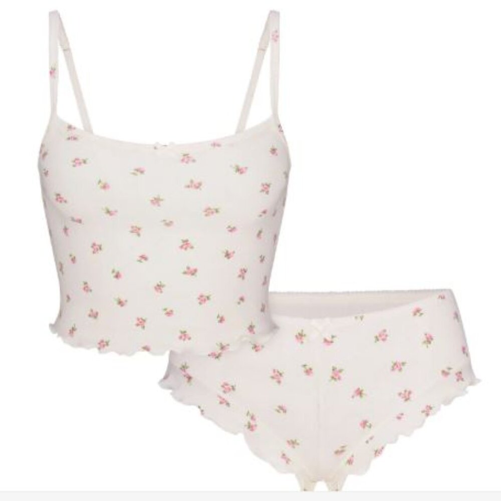 LOGO POINTELLE Bottoms only MARBLE PINK ROSEBUD PRINT - MARBLE PINK ROSEBU